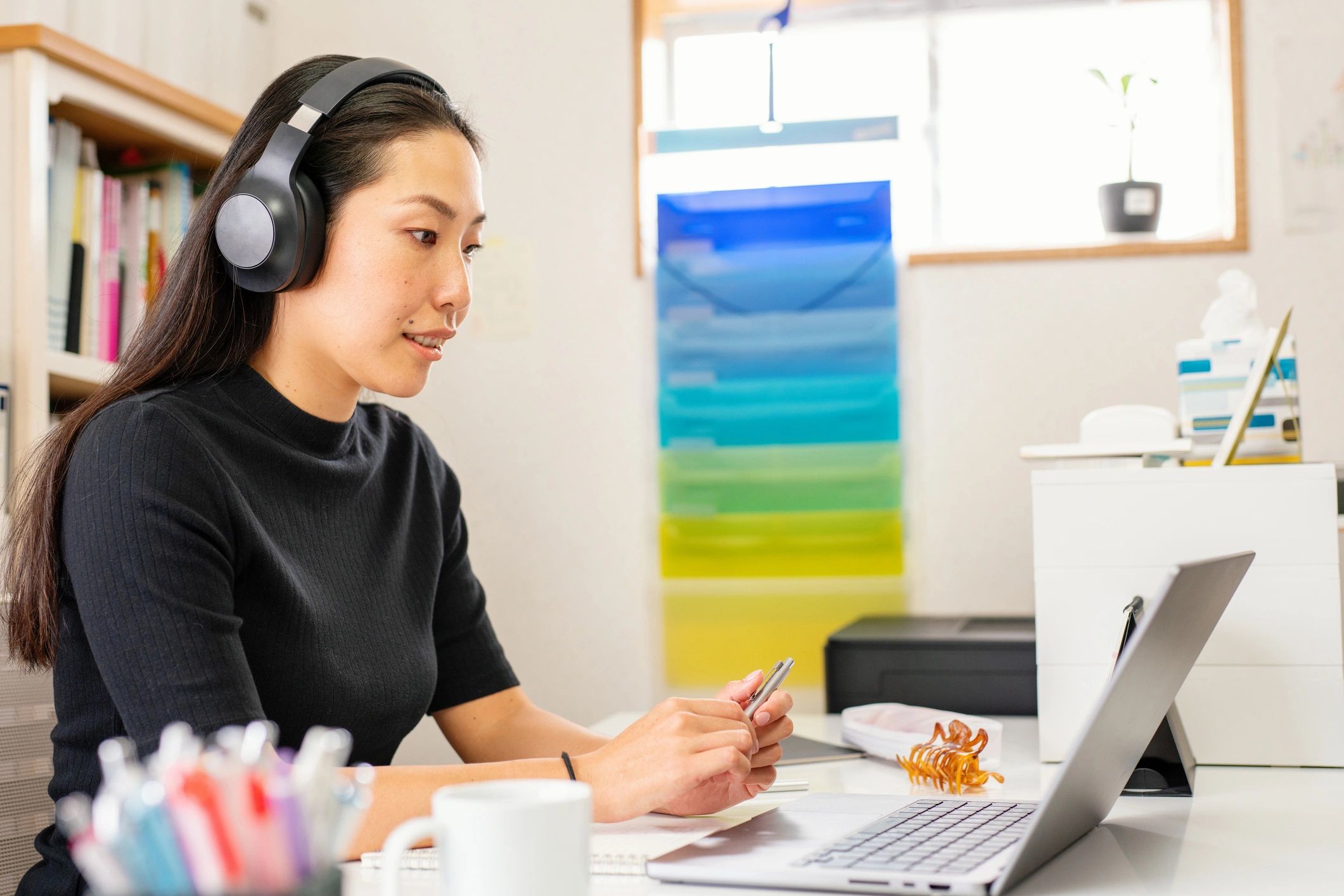 Professional woman in an online therapy session